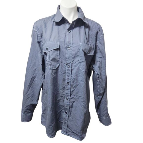 Michael Brandon button front shirt long sleeve blue XL cotton blend - Picture 1 of 8
